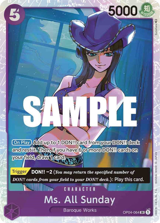 Image for Ms. All Sunday (OP04-064) (Foil) [Kingdoms of Intrigue] - One Piece Card Game