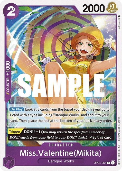 Image for Miss.Valentine(Mikita) (OP04-066) (Foil) [Kingdoms of Intrigue] - One Piece Card Game