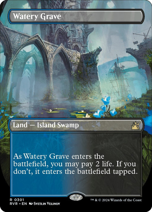 Image for Watery Grave (Borderless) (301) (Foil) [Ravnica Remastered] - Magic: The Gathering