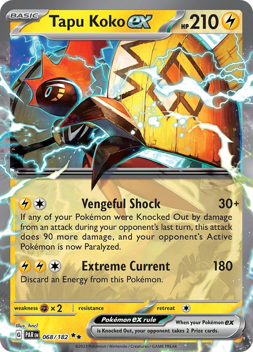 Image for Tapu Koko ex (068/182) (Holofoil) [SV04: Paradox Rift] - Pokemon