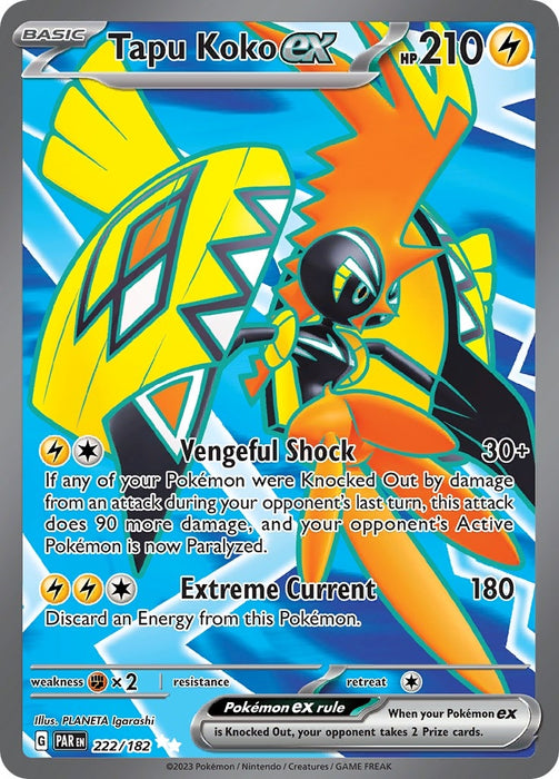 Image for Tapu Koko ex (222/182) (Holofoil) [SV04: Paradox Rift] - Pokemon