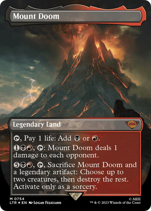 Image for Mount Doom (Borderless) (Surge Foil) (754) (Foil) [Universes Beyond: The Lord of the Rings: Tales of Middle-earth] - Magic: The Gathering