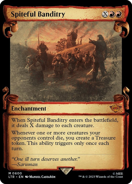 Image for Spiteful Banditry (Showcase Scrolls) (600) (Foil) [Universes Beyond: The Lord of the Rings: Tales of Middle-earth] - Magic: The Gathering