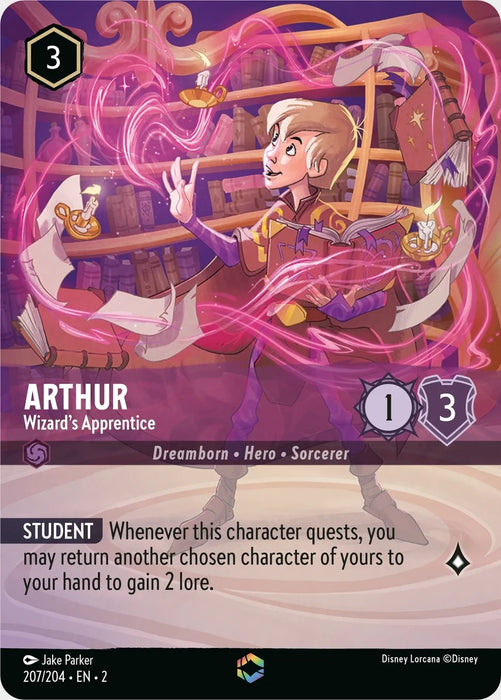 Image for Arthur - Wizard's Apprentice (Enchanted) (207/204) (Holofoil) [Rise of the Floodborn] - Disney Lorcana