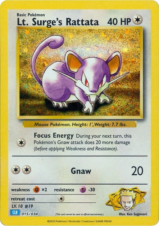 Image for Lt. Surge's Rattata (015/034) (Holofoil) [Trading Card Game Classic] - Pokemon