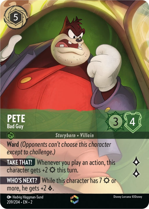 Image for Pete - Bad Guy (Enchanted) (209/204) (Holofoil) [Rise of the Floodborn] - Disney Lorcana