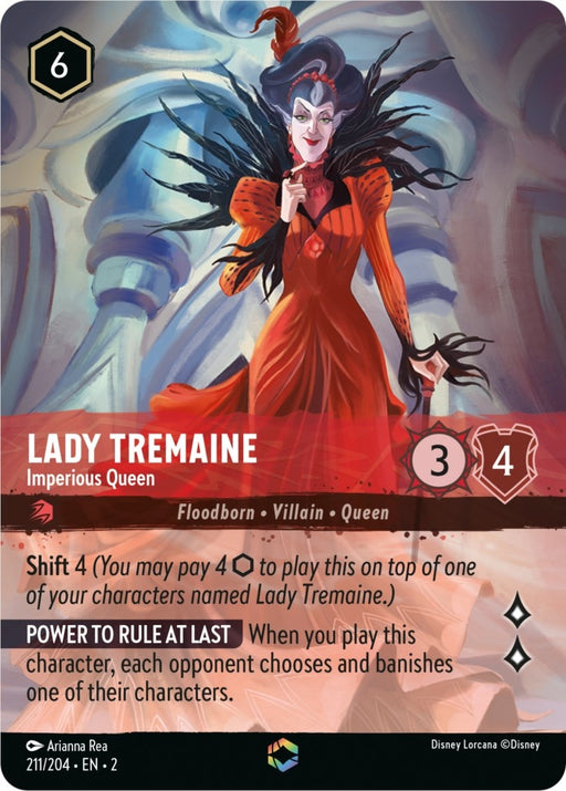 Image for Lady Tremaine - Imperious Queen (Enchanted) (211/204) (Holofoil) [Rise of the Floodborn] - Disney Lorcana