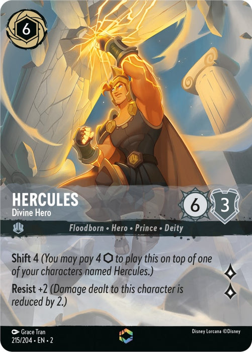 Image for Hercules - Divine Hero (Enchanted) (215/204) (Holofoil) [Rise of the Floodborn] - Disney Lorcana