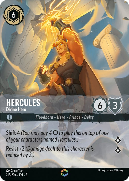 Image for Hercules - Divine Hero (Enchanted) (215/204) (Holofoil) [Rise of the Floodborn] - Disney Lorcana