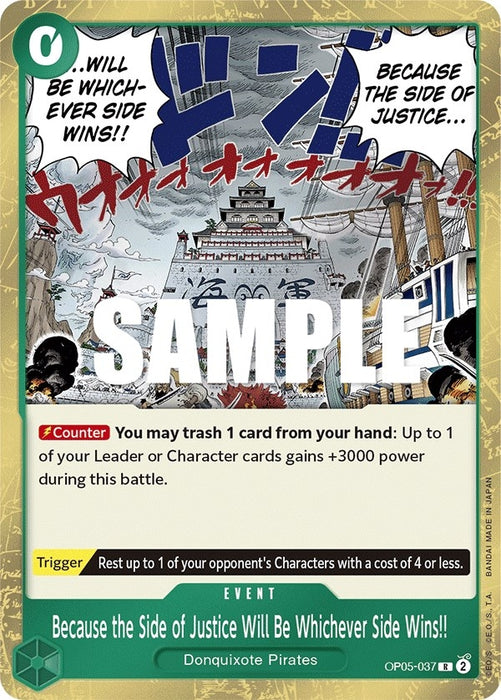 Image for Because the Side of Justice Will Be Whichever Side Wins!! (OP05-037) (Foil) [Awakening of the New Era] - One Piece Card Game