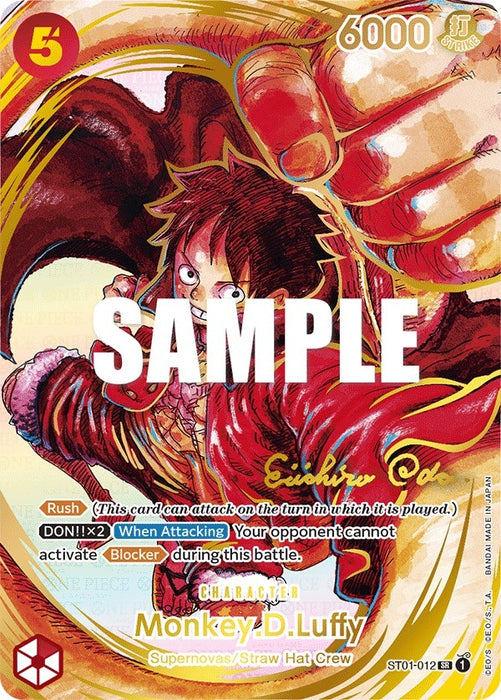 Monkey.D.Luffy (012) (Alternate Art) (Gold-Stamped Signature) (ST01-012) (Foil) [Awakening of the New Era]