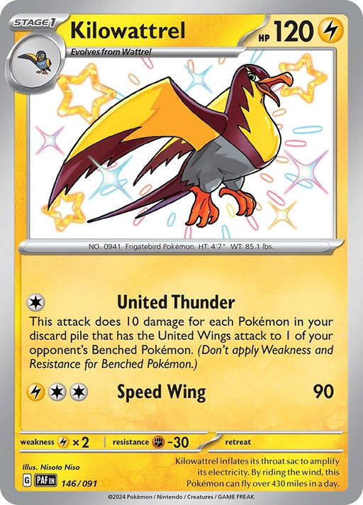 Image for Kilowattrel (146/091) (Holofoil) [SV: Paldean Fates] - Pokemon