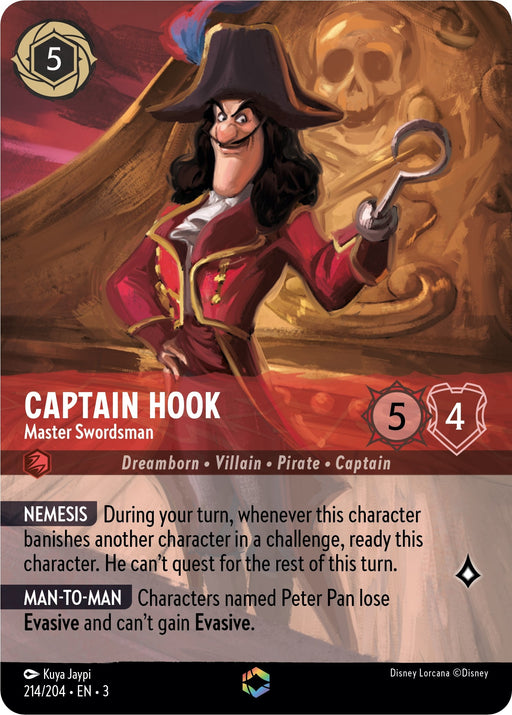 Image for Captain Hook - Master Swordsman (Enchanted) (214/204) (Holofoil) [Into the Inklands] - Disney Lorcana