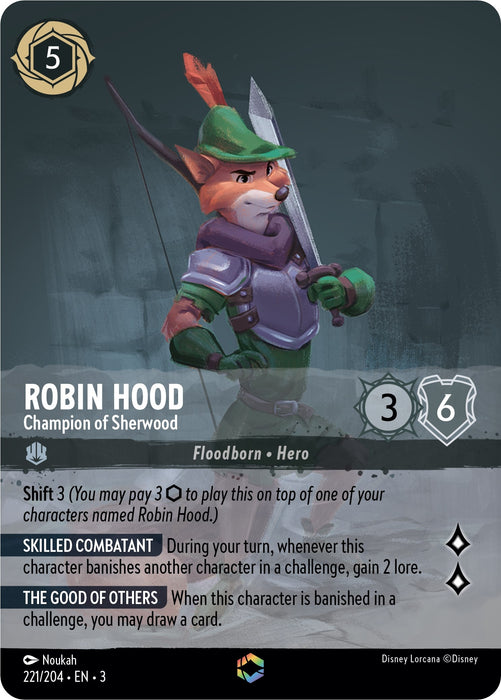 Image for Robin Hood - Champion of Sherwood (Enchanted) (221/204) (Holofoil) [Into the Inklands] - Disney Lorcana