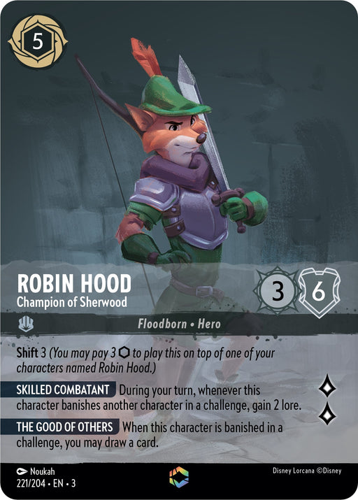Image for Robin Hood - Champion of Sherwood (Enchanted) (221/204) (Holofoil) [Into the Inklands] - Disney Lorcana