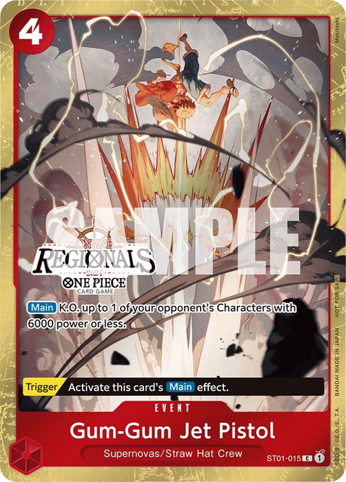 Gum-Gum Jet Pistol (Online Regional 2024) [Participant] (ST01-015) (Foil) [One Piece Promotion Cards]