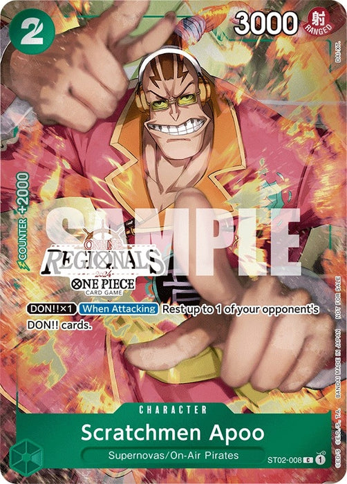 Scratchmen Apoo (Online Regional 2024) [Participant] (ST02-008) (Foil) [One Piece Promotion Cards]