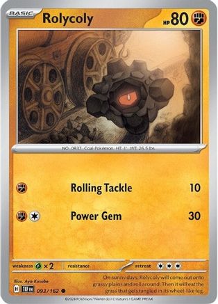 Rolycoly (93/162) Reverse Holofoil [SV05: Temporal Forces]
