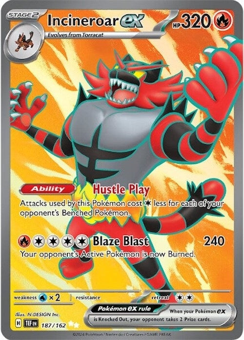 Image for Incineroar ex (187/162) (Holofoil) [SV05: Temporal Forces] - Pokemon