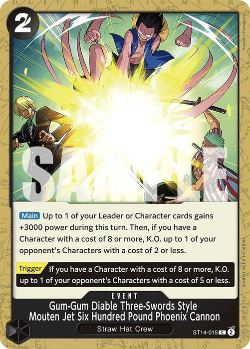 Image for Gum-Gum Diable Three-Swords Style Mouten Jet Six Hundred Pound Phoenix Cannon (ST14-015) [Starter Deck 14: 3D2Y] - One Piece Card Game
