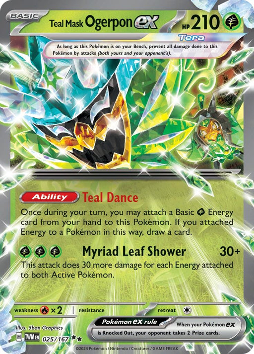 Image for Teal Mask Ogerpon ex (025/167) (Holofoil) [SV06: Twilight Masquerade] (TWM) - Pokemon