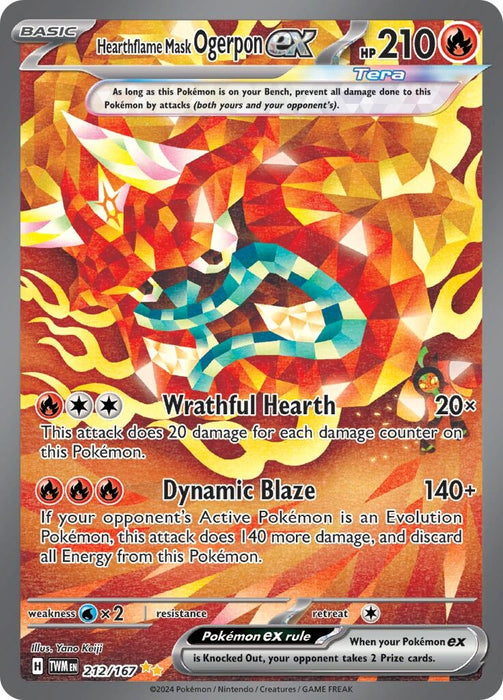 Image for Hearthflame Mask Ogerpon ex (212/167) (Holofoil) [SV06: Twilight Masquerade] - Pokemon