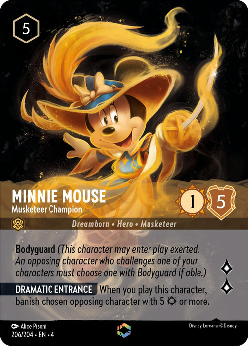 Image for Minnie Mouse - Musketeer Champion (Enchanted) (206/204) (Holofoil) [Ursula's Return] - Disney Lorcana