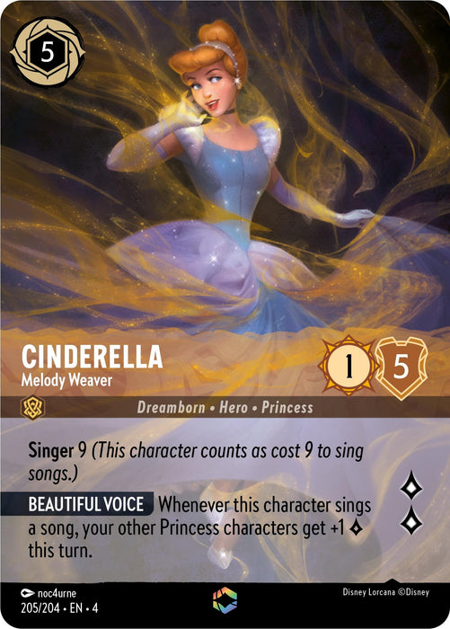 Image for Cinderella - Melody Weaver (Enchanted) (205/204) (Holofoil) [Ursula's Return] - Disney Lorcana