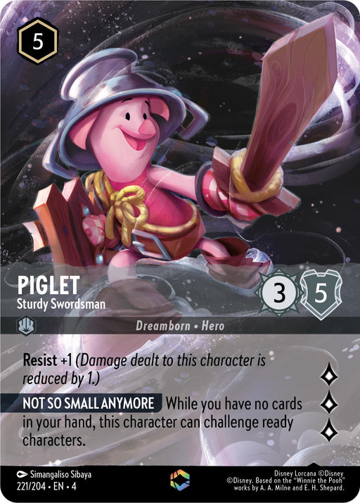 Image for Piglet - Sturdy Swordsman (Enchanted) (221/204) (Holofoil) [Ursula's Return] - Disney Lorcana