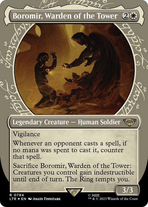 Boromir, Warden of the Tower (Showcase) (Borderless) [LTR-794] Foil - The Lord of the Rings: Tales of Middle-earth