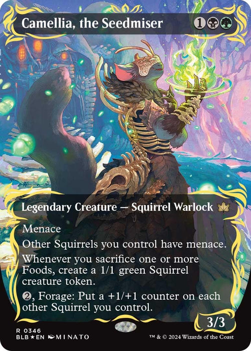 Image for Camellia, the Seedmiser (Borderless) (Raised Foil) (346) (Foil) [Bloomburrow] - Magic: The Gathering