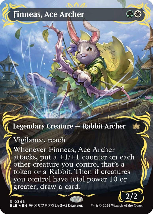 Image for Finneas, Ace Archer (Borderless) (Raised Foil) (348) (Foil) [Bloomburrow] - Magic: The Gathering