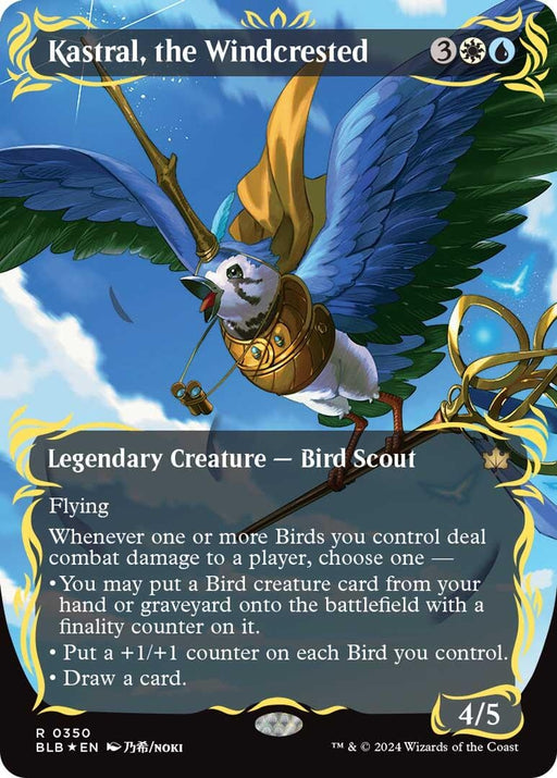 Image for Kastral, the Windcrested (Borderless) (Raised Foil) (350) (Foil) [Bloomburrow] - Magic: The Gathering