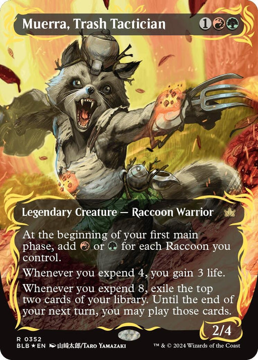 Image for Muerra, Trash Tactician (Borderless) (Raised Foil) (352) (Foil) [Bloomburrow] - Magic: The Gathering