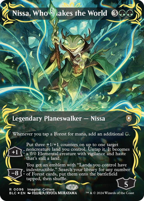 Image for Nissa, Who Shakes the World (Borderless) (Raised Foil) (96) (Foil) [Bloomburrow] - Magic: The Gathering