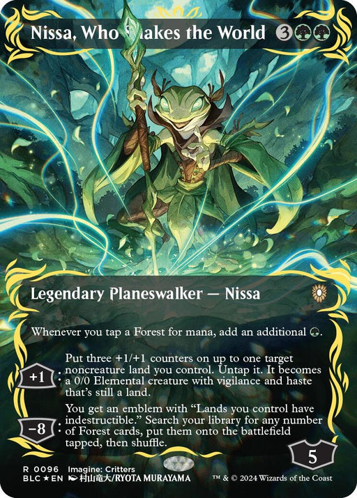 Image for Nissa, Who Shakes the World (Borderless) (Raised Foil) (96) (Foil) [Bloomburrow] - Magic: The Gathering