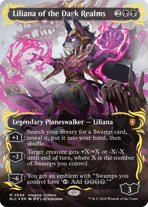Image for Liliana of the Dark Realms (Borderless) (Raised Foil) (94) (Foil) [Bloomburrow] - Magic: The Gathering