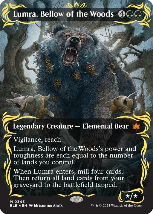 Image for Lumra, Bellow of the Woods (Borderless) (Raised Foil) (343) (Foil) [Bloomburrow] - Magic: The Gathering