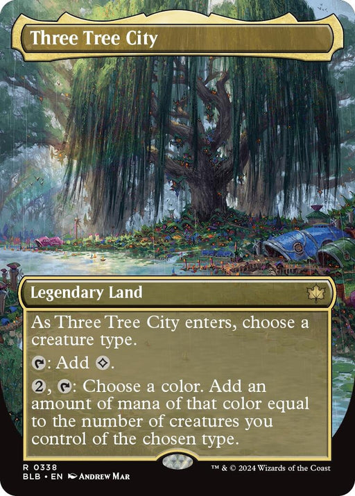 Image for Three Tree City (Borderless) (0338) (338) (Foil) [Bloomburrow] - Magic: The Gathering