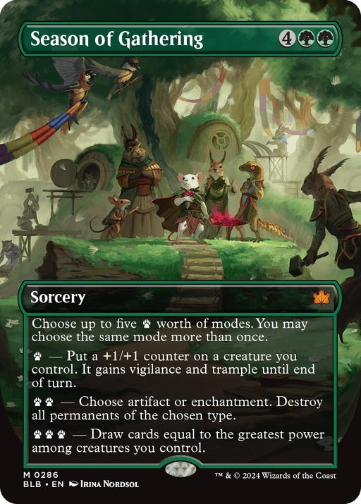 Image for Season of Gathering (Borderless) (286) (Foil) [Bloomburrow] - Magic: The Gathering