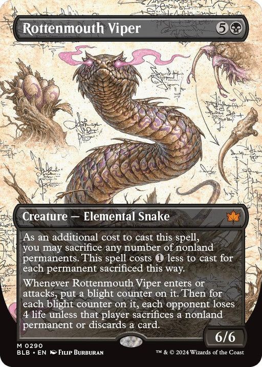 Image for Rottenmouth Viper (Borderless) (290) (Foil) [Bloomburrow] - Magic: The Gathering