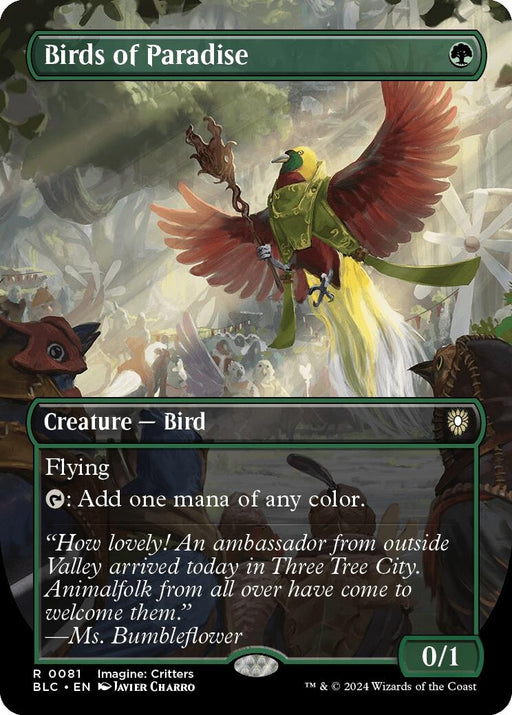 Image for Birds of Paradise (Borderless) (81) (Foil) [Bloomburrow] - Magic: The Gathering