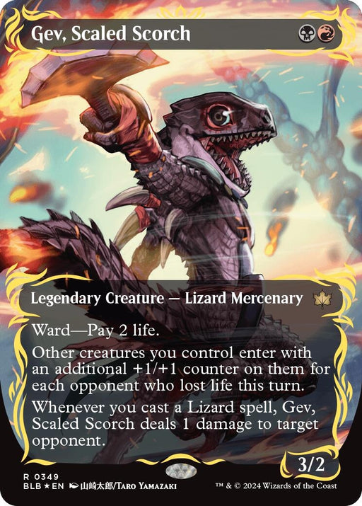 Image for Gev, Scaled Scorch (Borderless) (Raised Foil) (349) (Foil) [Bloomburrow] - Magic: The Gathering