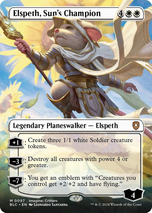 Image for Elspeth, Sun's Champion (Borderless) (97) (Foil) [Bloomburrow] - Magic: The Gathering