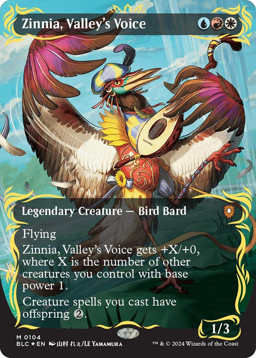 Image for Zinnia, Valley's Voice (Borderless) (Raised Foil) (104) (Foil) [Bloomburrow] - Magic: The Gathering