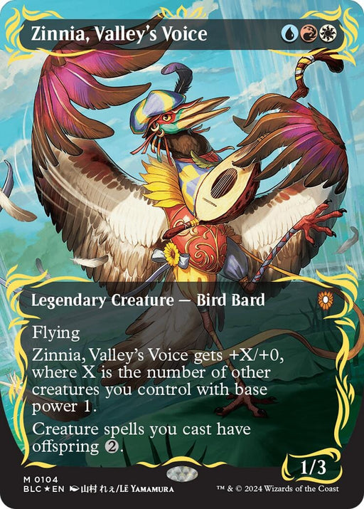 Image for Zinnia, Valley's Voice (Borderless) (Raised Foil) (104) (Foil) [Bloomburrow] - Magic: The Gathering