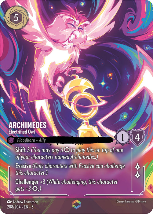 Image for Archimedes - Electrified Owl (Enchanted) (208/204) (Holofoil) [Shimmering Skies] - Disney Lorcana