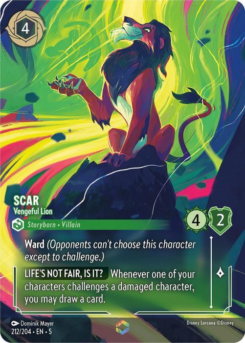 Image for Scar - Vengeful Lion (Enchanted) (212/204) (Holofoil) [Shimmering Skies] - Disney Lorcana