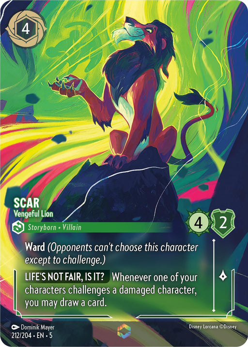 Image for Scar - Vengeful Lion (Enchanted) (212/204) (Holofoil) [Shimmering Skies] - Disney Lorcana