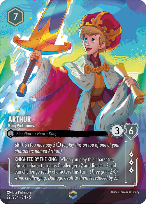 Image for Arthur - King Victorious (Enchanted) (221/204) (Holofoil) [Shimmering Skies] - Disney Lorcana